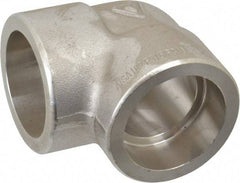 Merit Brass - 1-1/4" Grade 316 Stainless Steel Pipe 90° Elbow - Socket Weld x Socket Weld End Connections, 3,000 psi - Eagle Tool & Supply