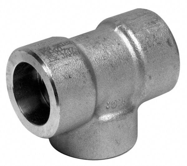 Merit Brass - 3/4" Grade 316/316L Stainless Steel Pipe Tee - Socket Weld x Socket Weld x Socket Weld End Connections, 3,000 psi - Eagle Tool & Supply