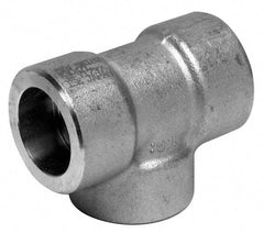 Merit Brass - 2" Grade 316 Stainless Steel Pipe Tee - Socket Weld x Socket Weld x Socket Weld End Connections, 150 psi - Eagle Tool & Supply