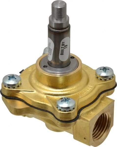 Parker - 1/2" Port, Brass Solenoid Valve - Closed, NBR Seal - Eagle Tool & Supply
