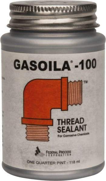 Federal Process - 1/4 Pt Brush Top Can Black Federal Gasoila-100 Thread Sealant - 450°F Max Working Temp - Eagle Tool & Supply