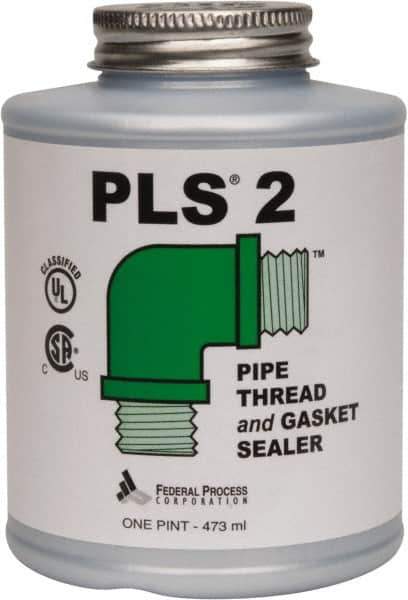 Federal Process - 1 Pt Brush Top Can Gray Federal PLS-2 Premium Thread & Gasket Sealant - 600°F Max Working Temp - Eagle Tool & Supply