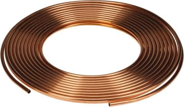 Mueller Industries - 100' Long, 1/2" OD x 3/8" ID, Copper Seamless Tube - 0.049" Wall Thickness, 0.269 Ft/Lb - Eagle Tool & Supply