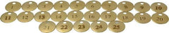 Value Collection - 1" High x 1" Long, 1 to 25, English Safety & Facility Numbered Tag - 1 Side, Brass - Eagle Tool & Supply