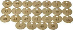 Value Collection - 1" High x 1" Long, 26 to 50, English Safety & Facility Numbered Tag - 1 Side, Brass - Eagle Tool & Supply