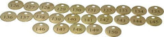 Value Collection - 1" High x 1" Long, 126 to 150, English Safety & Facility Numbered Tag - 1 Side, Brass - Eagle Tool & Supply