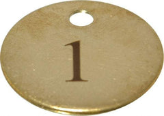 Value Collection - 1-1/4" High x 1-1/4" Long, 1 to 25, English Safety & Facility Numbered Tag - 1 Side, Brass - Eagle Tool & Supply