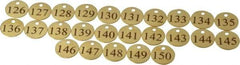 Value Collection - 1-1/4" High x 1-1/4" Long, 126 to 150, English Safety & Facility Numbered Tag - 1 Side, Brass - Eagle Tool & Supply