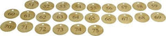 Value Collection - 1-1/2" High x 1-1/2" Long, 51 to 75, English Safety & Facility Numbered Tag - 1 Side, Brass - Eagle Tool & Supply