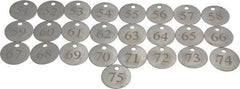 Value Collection - 1-1/4" High x 1-1/4" Long, 51 to 75, English Safety & Facility Numbered Tag - 1 Side, Aluminum - Eagle Tool & Supply