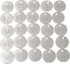 Value Collection - 1-1/4" High x 1-1/4" Long, 76 to 100, English Safety & Facility Numbered Tag - 1 Side, Aluminum - Eagle Tool & Supply