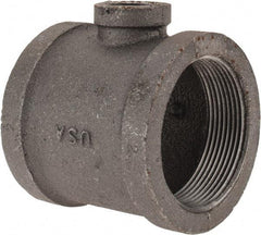Made in USA - Size 2 x 2 x 1/2", Class 150, Malleable Iron Black Pipe Reducing Tee - 300 psi, Threaded End Connection - Eagle Tool & Supply