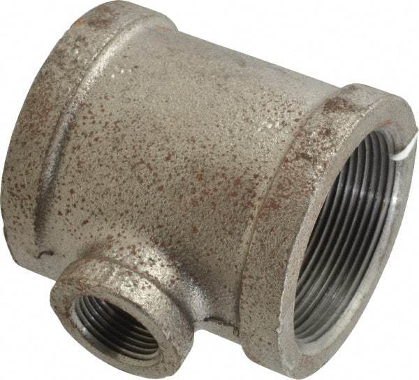 Made in USA - Size 2 x 2 x 3/4", Class 150, Malleable Iron Black Pipe Reducing Tee - 300 psi, Threaded End Connection - Eagle Tool & Supply