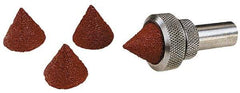 Superior Abrasives - 1-1/2" Long x 1/2" Diam, Aluminum Oxide, Full Taper Cartridge Roll - 36 Grit, 1/8" Pilot Hole Diam, Very Coarse Grade, X Weighted, Cloth Backing - Eagle Tool & Supply