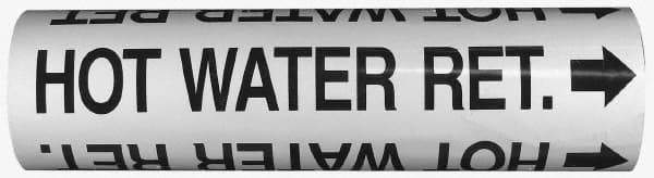 Made in USA - Pipe Marker with Domestic Cold Water Legend and Arrow Graphic - 6 to 8" Pipe Outside Diam, White on Green - Eagle Tool & Supply