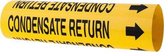 Made in USA - Pipe Marker with Condensate Return Legend and Arrow Graphic - 2-1/2 to 3-1/4" Pipe Outside Diam, Black on Yellow - Eagle Tool & Supply