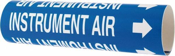 Made in USA - Pipe Marker with Instrument Air Legend and Arrow Graphic - 2-1/2 to 3-1/4" Pipe Outside Diam, White on Blue - Eagle Tool & Supply