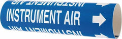 Made in USA - Pipe Marker with Instrument Air Legend and Arrow Graphic - 2-1/2 to 3-1/4" Pipe Outside Diam, White on Blue - Eagle Tool & Supply