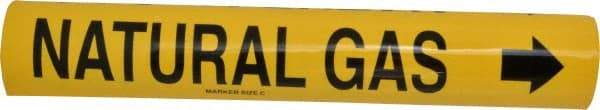 Made in USA - Pipe Marker with Natural Gas Legend and Arrow Graphic - 2-1/2 to 3-1/4" Pipe Outside Diam, Black on Yellow - Eagle Tool & Supply