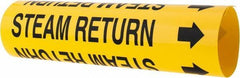 Made in USA - Pipe Marker with Steam Return Legend and Arrow Graphic - 2-1/2 to 3-1/4" Pipe Outside Diam, Black on Yellow - Eagle Tool & Supply
