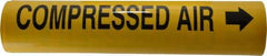 Made in USA - Pipe Marker with Compressed Air Legend and Arrow Graphic - 3-3/8 to 4-1/2" Pipe Outside Diam, Black on Yellow - Eagle Tool & Supply