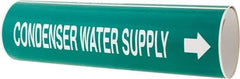 Made in USA - Pipe Marker with Condenser Water Supply Legend and Arrow Graphic - 4-5/8 to 5-7/8" Pipe Outside Diam, White on Green - Eagle Tool & Supply