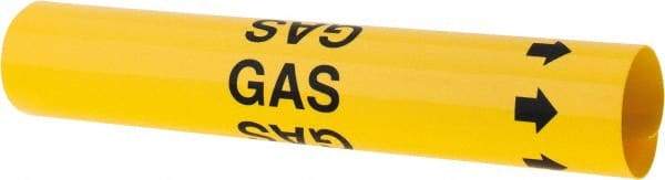 Made in USA - Pipe Marker with Gas Legend and Arrow Graphic - 4-5/8 to 5-7/8" Pipe Outside Diam, Black on Yellow - Eagle Tool & Supply