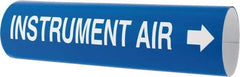 Made in USA - Pipe Marker with Instrument Air Legend and Arrow Graphic - 4-5/8 to 5-7/8" Pipe Outside Diam, White on Blue - Eagle Tool & Supply