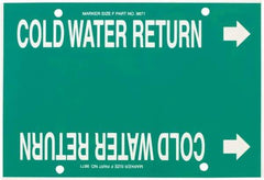 Made in USA - Pipe Marker with Cold Water Supply Legend and Arrow Graphic - 6 to 8" Pipe Outside Diam, White on Green - Eagle Tool & Supply