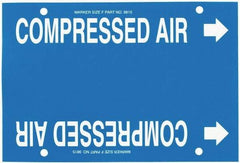 Made in USA - Pipe Marker with Compressed Air Legend and Arrow Graphic - 6 to 8" Pipe Outside Diam, White on Blue - Eagle Tool & Supply