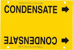Made in USA - Pipe Marker with Condensate Legend and Arrow Graphic - 6 to 8" Pipe Outside Diam, Black on Yellow - Eagle Tool & Supply