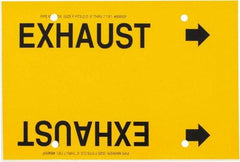 Made in USA - Pipe Marker with Exhaust Legend and Arrow Graphic - 6 to 8" Pipe Outside Diam, Black on Yellow - Eagle Tool & Supply