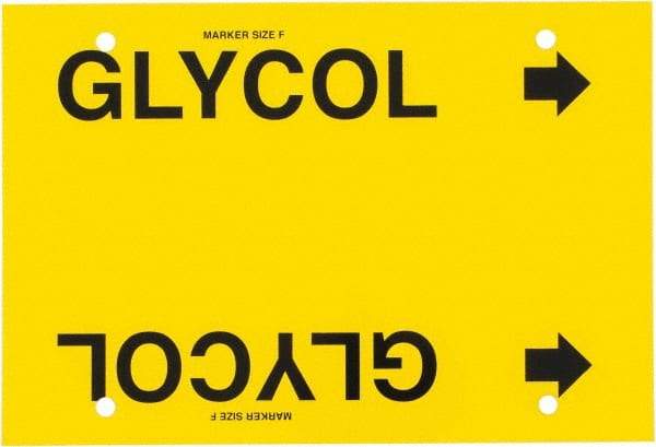 Made in USA - Pipe Marker with Glycol Legend and Arrow Graphic - 6 to 8" Pipe Outside Diam, Black on Yellow - Eagle Tool & Supply