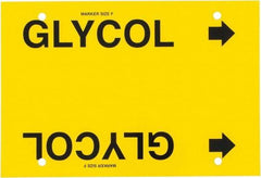 Made in USA - Pipe Marker with Glycol Legend and Arrow Graphic - 6 to 8" Pipe Outside Diam, Black on Yellow - Eagle Tool & Supply