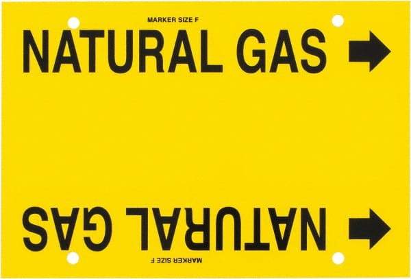 Made in USA - Pipe Marker with Natural Gas Legend and Arrow Graphic - 6 to 8" Pipe Outside Diam, Black on Yellow - Eagle Tool & Supply