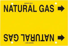 Made in USA - Pipe Marker with Natural Gas Legend and Arrow Graphic - 6 to 8" Pipe Outside Diam, Black on Yellow - Eagle Tool & Supply