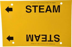 Made in USA - Pipe Marker with Steam Legend and Arrow Graphic - 6 to 8" Pipe Outside Diam, Black on Yellow - Eagle Tool & Supply