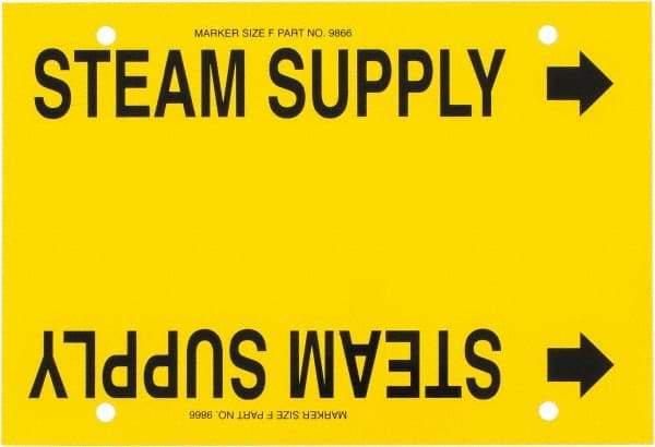 Made in USA - Pipe Marker with Steam Supply Legend and Arrow Graphic - 6 to 8" Pipe Outside Diam, Black on Yellow - Eagle Tool & Supply