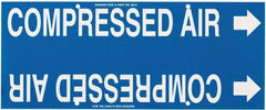 Made in USA - Pipe Marker with Compressed Air Legend and Arrow Graphic - 8 to 10" Pipe Outside Diam, White on Blue - Eagle Tool & Supply