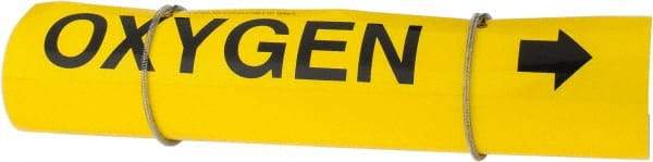 Made in USA - Pipe Marker with Oxygen Legend and Arrow Graphic - 8 to 10" Pipe Outside Diam, Black on Yellow - Eagle Tool & Supply