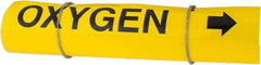 Made in USA - Pipe Marker with Oxygen Legend and Arrow Graphic - 8 to 10" Pipe Outside Diam, Black on Yellow - Eagle Tool & Supply