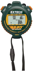 Extech - Digital Thermometer Stopwatch Clock - 8 Functions, 1/100 Sec Resolution, Green - Eagle Tool & Supply