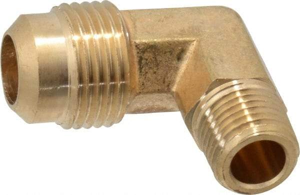 Cerro - 1/2" Tube OD, 45° Brass Flared Tube Male Elbow - 1/4 Flare x MIP Ends - Eagle Tool & Supply