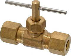 Cerro - 1/4" Pipe, Inline Needle Valve - Compression x Compression Ends, Brass Valve, 150 Max psi - Eagle Tool & Supply