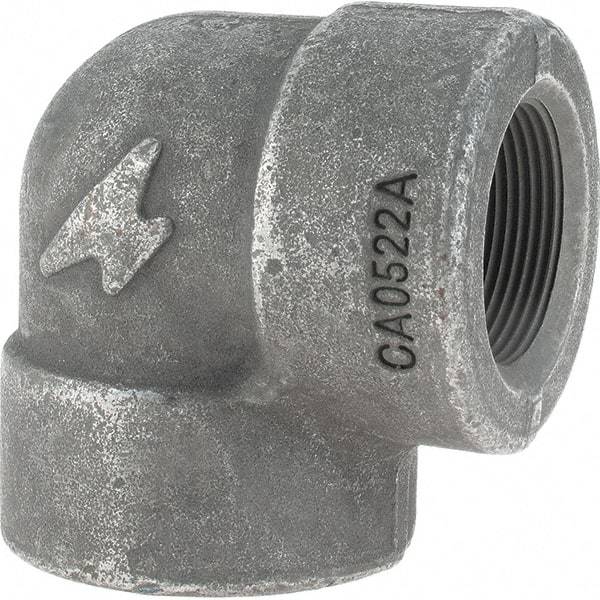 Made in USA - Size 1-1/2", Class 3,000, Forged Carbon Steel Black Pipe 90° Elbow - 925 psi, Threaded End Connection - Eagle Tool & Supply