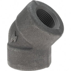 Made in USA - Size 3/4", Class 3,000, Forged Carbon Steel Black Pipe 45° Elbow - 925 psi, Threaded End Connection - Eagle Tool & Supply