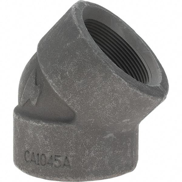 Made in USA - Size 2", Class 3,000, Forged Carbon Steel Black Pipe 45° Elbow - 925 psi, Threaded End Connection - Eagle Tool & Supply