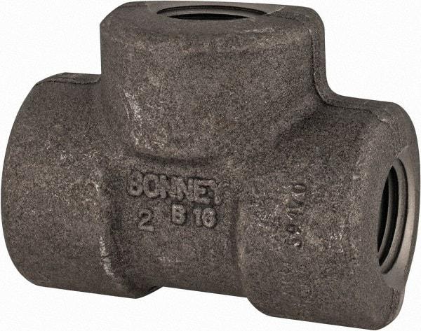 Made in USA - Size 1/2", Class 3,000, Forged Carbon Steel Black Pipe Tee - 925 psi, Threaded End Connection - Eagle Tool & Supply