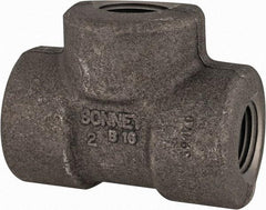 Made in USA - Size 1/2", Class 3,000, Forged Carbon Steel Black Pipe Tee - 925 psi, Threaded End Connection - Eagle Tool & Supply