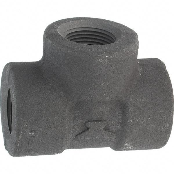 Made in USA - Size 3/4", Class 3,000, Forged Carbon Steel Black Pipe Tee - 925 psi, Threaded End Connection - Eagle Tool & Supply